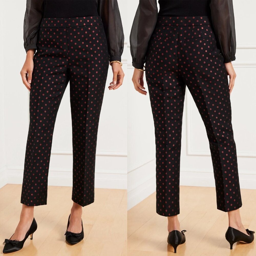 New Talbots Kick Crop Pants In Holiday Dot Size 14 Petite